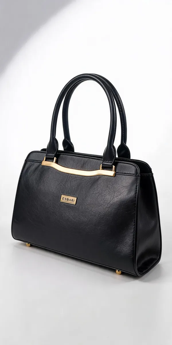 Black_Pu_Leather_Textured_Structured_Handbag_For_Women