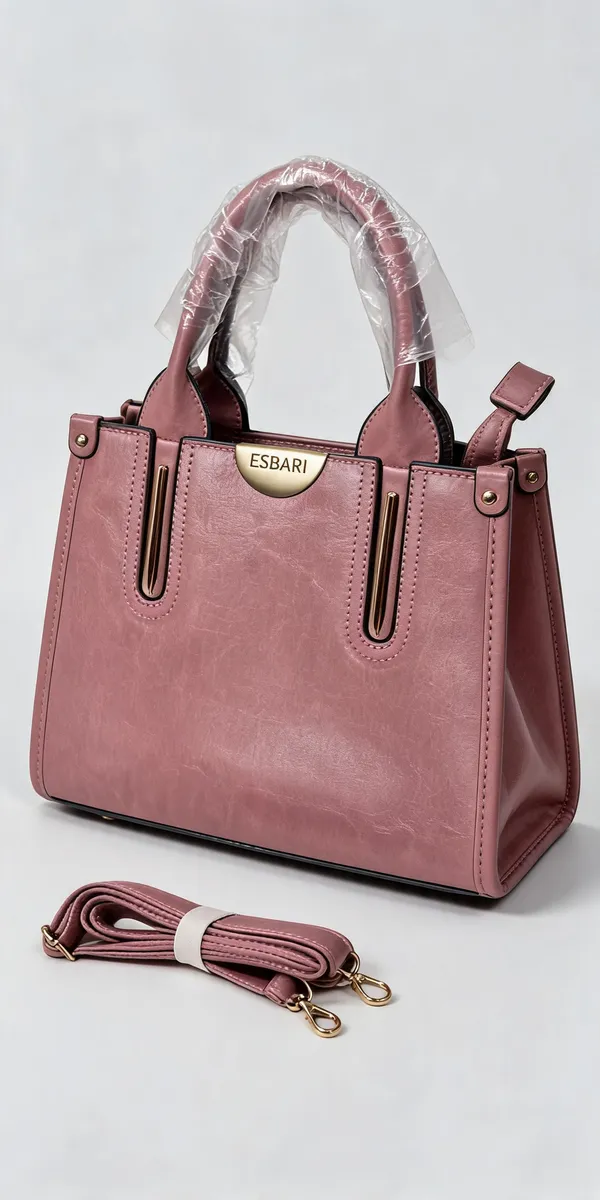 Pink_Pu_Leather_Structured_Tote_Bag_For_Women