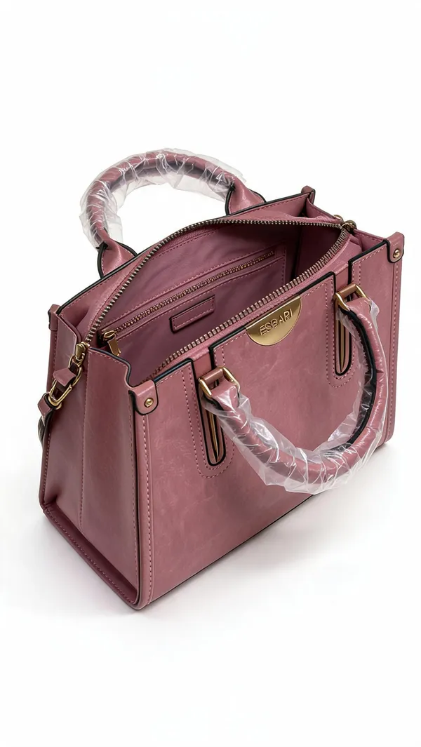 Pink_Pu_Leather_Structured_Tote_Bag_For_Women