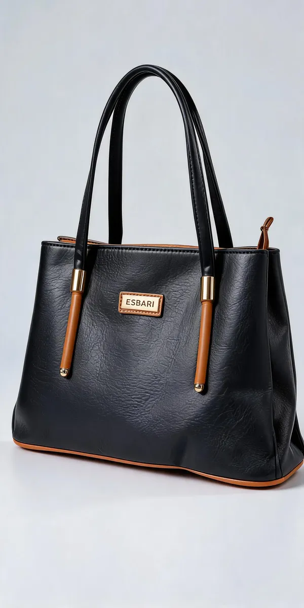 Black_Pu_Leather_Structured_Tote_Bag_For_Women