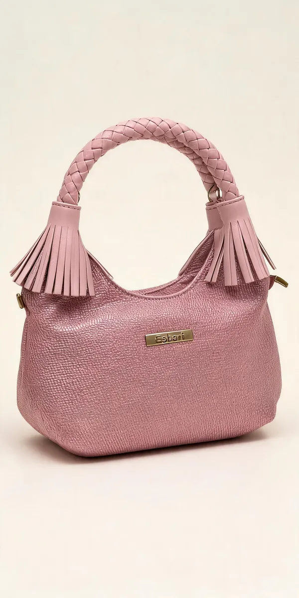 Pink_Pu_Leather_Textured_Shoulder_Bag_For_Women