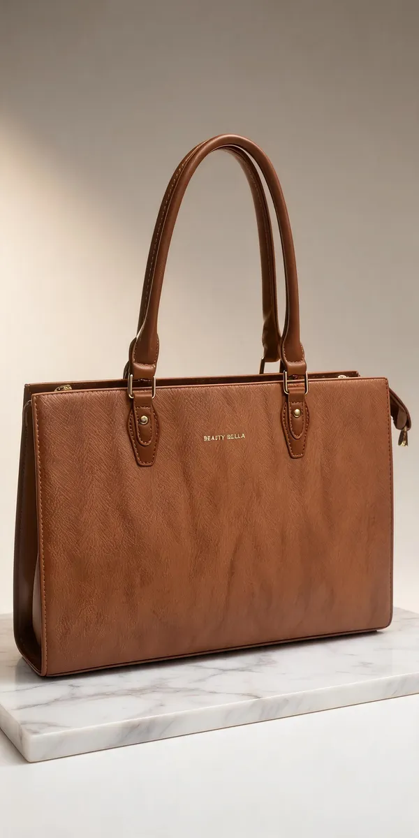 Brown_Pu_Leather_Structured_Tote_Bag_For_Women
