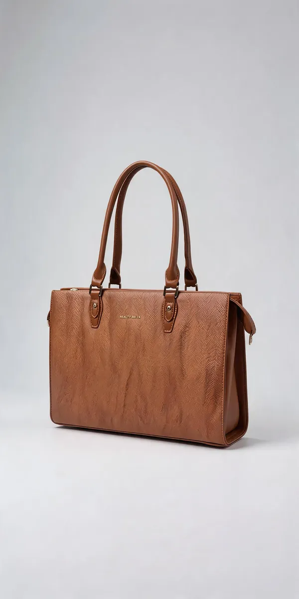 Brown_Pu_Leather_Structured_Tote_Bag_For_Women