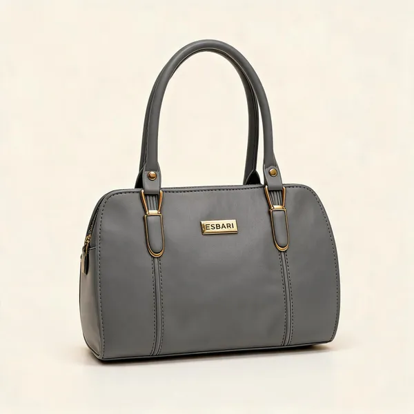 Grey_Pu_Leather_Structured_Handbag_For_Women