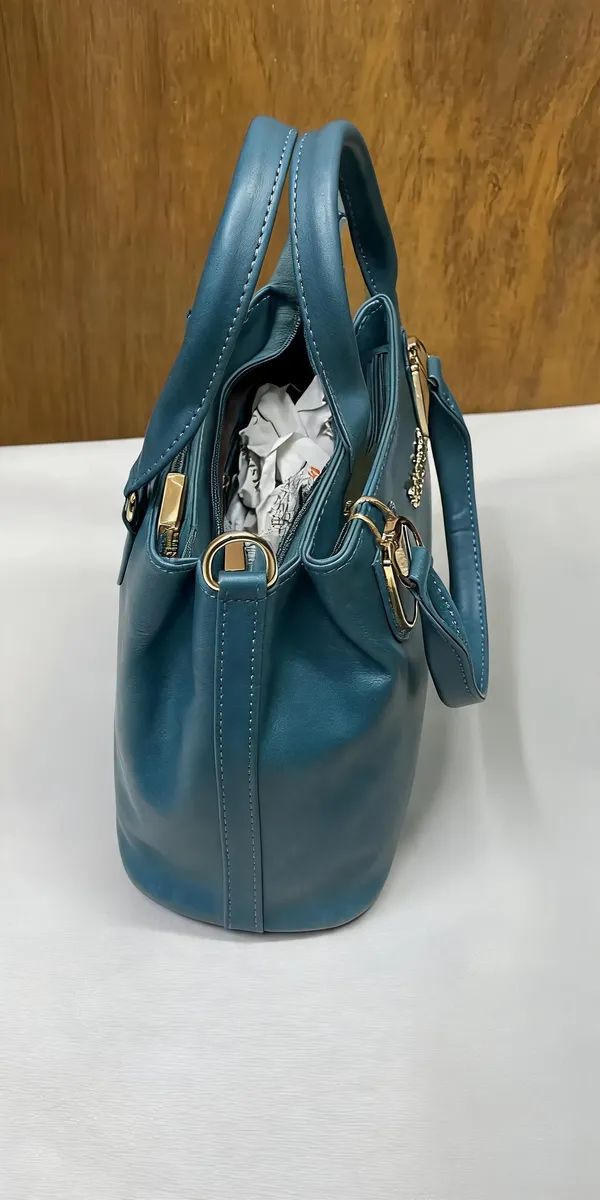 Blue_Pu_Leather_Structured_Handbag_For_Women