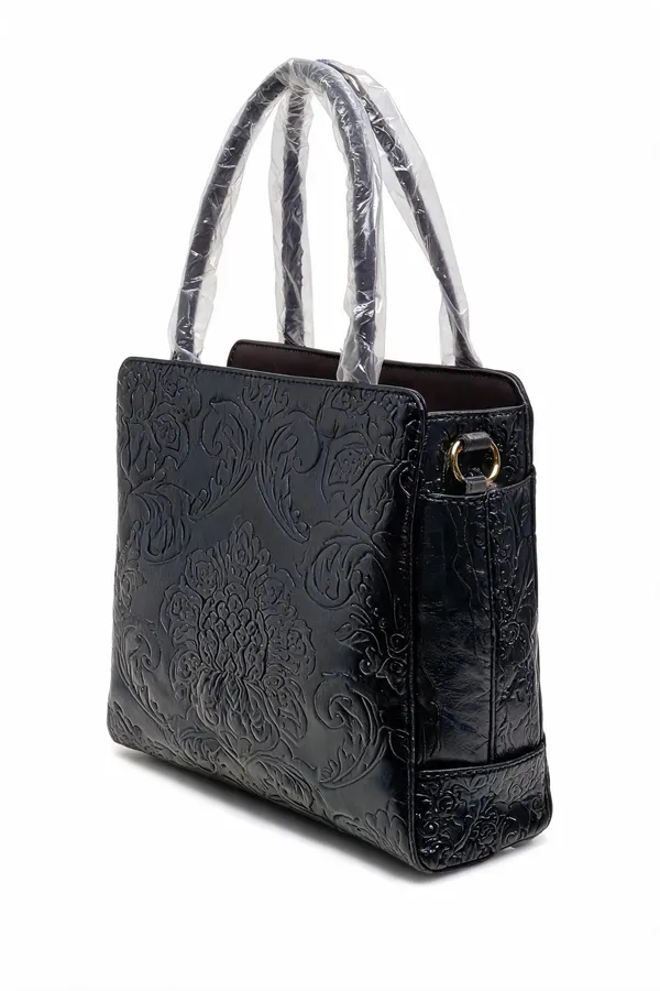 Black_Pu_Leather_Embossed_Tote_Bag_For_Women