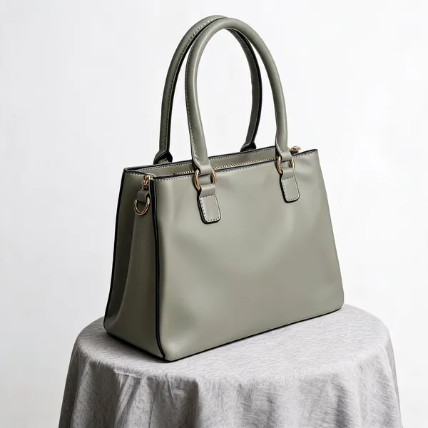 Grey_Pu_Leather_Structured_Tote_Bag_For_Women