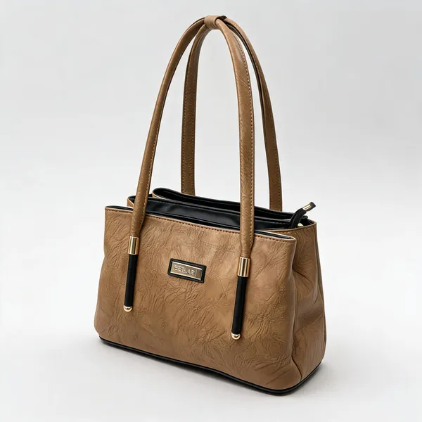 Tan_Pu_Leather_Textured_Tote_Bag_For_Women