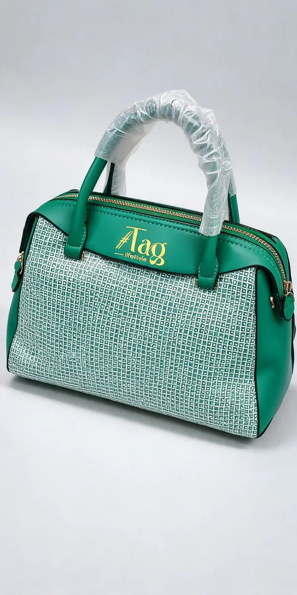 Green_Pu_Leather_Patterned_Structured_Handbag_For_Women