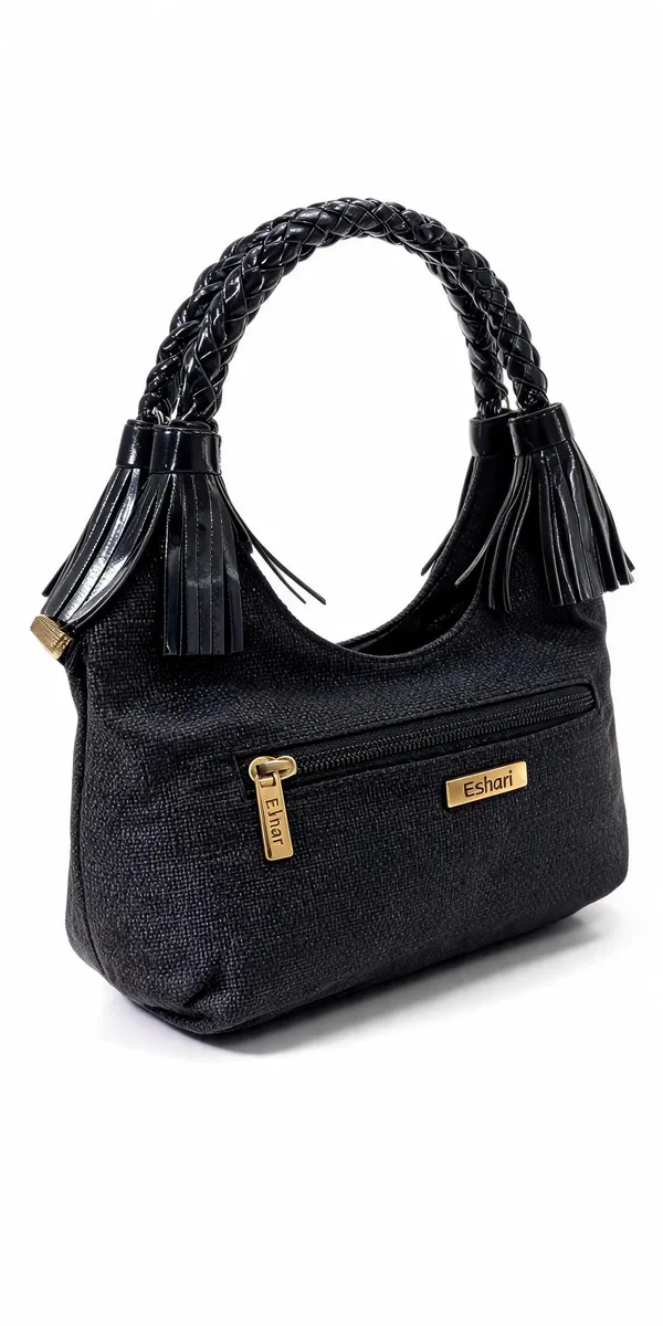 Black_Pu_Leather_Textured_Hobo_Bag_For_Women