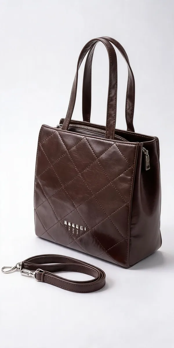Brown_Pu_Leather_Quilted_Tote_Bag_For_Women