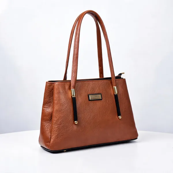 Brown_Pu_Leather_Structured_Tote_Bag_For_Women