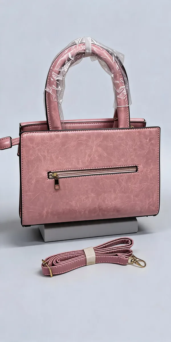 Pink_Pu_Leather_Structured_Handbag_For_Women