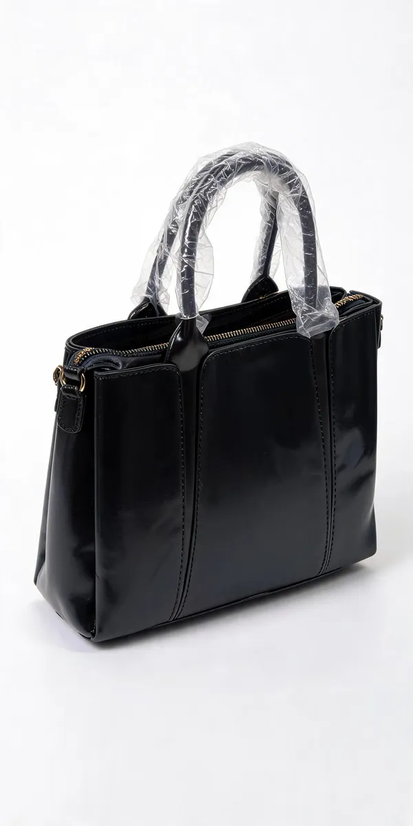 Black_Pu_Leather_Structured_Handbag_For_Women