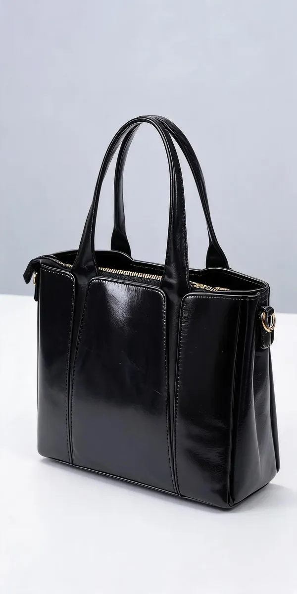 Black_Pu_Leather_Structured_Handbag_For_Women