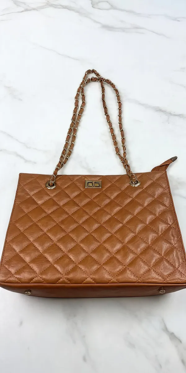 Brown_Pu_Leather_Quilted_Chain_Handle_Shoulder_Bag_For_Women