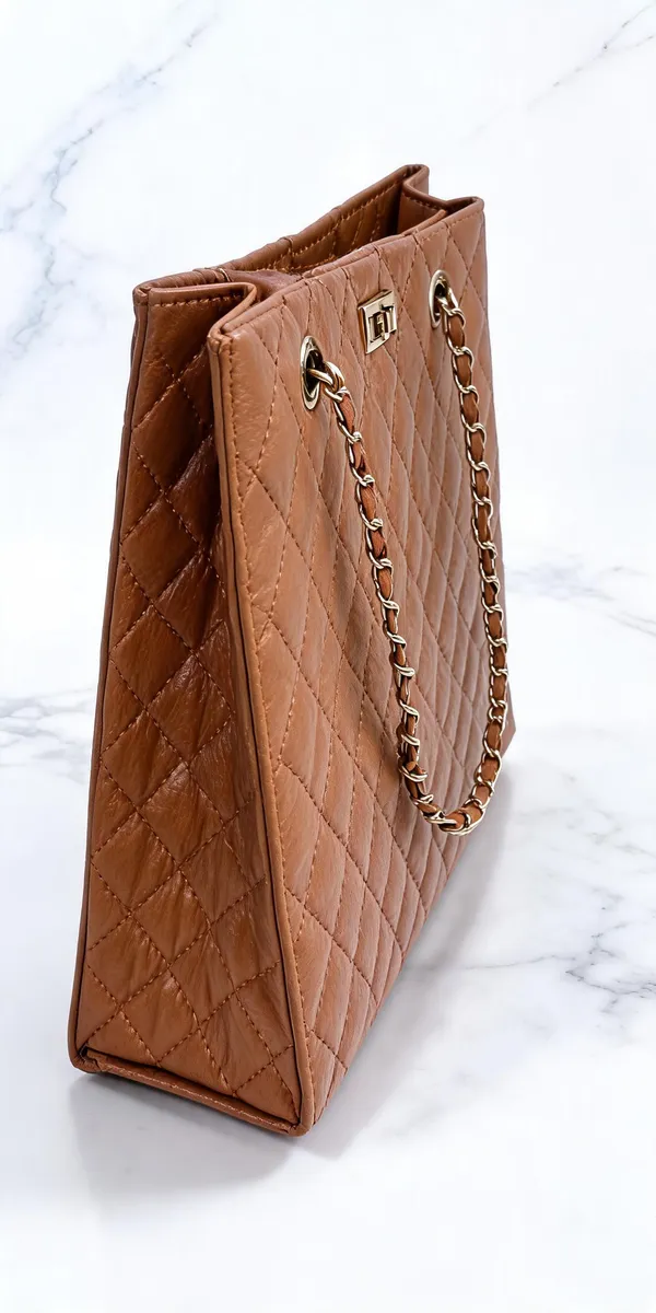 Brown_Pu_Leather_Quilted_Chain_Handle_Shoulder_Bag_For_Women