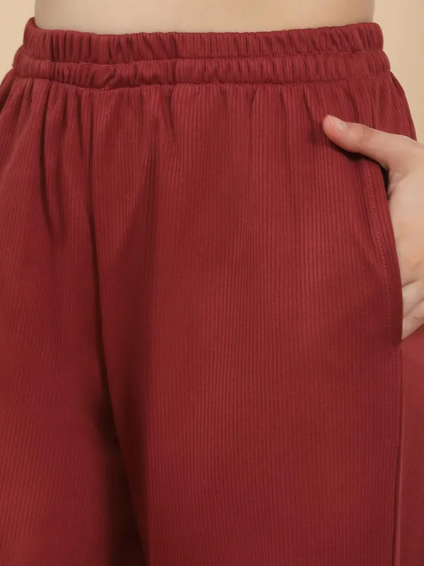 Maroon_Cotton_Blend_Co-Ord_Set_For_Women
