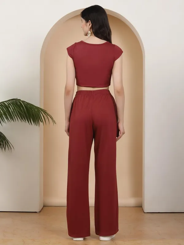 Maroon_Cotton_Blend_Co-Ord_Set_For_Women