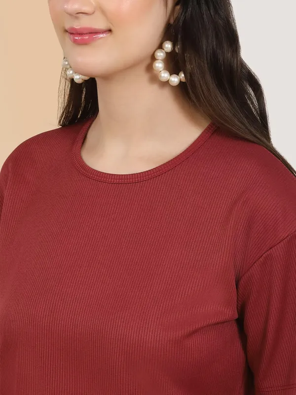 Maroon_Cotton_Blend_Co-Ord_Set_For_Women