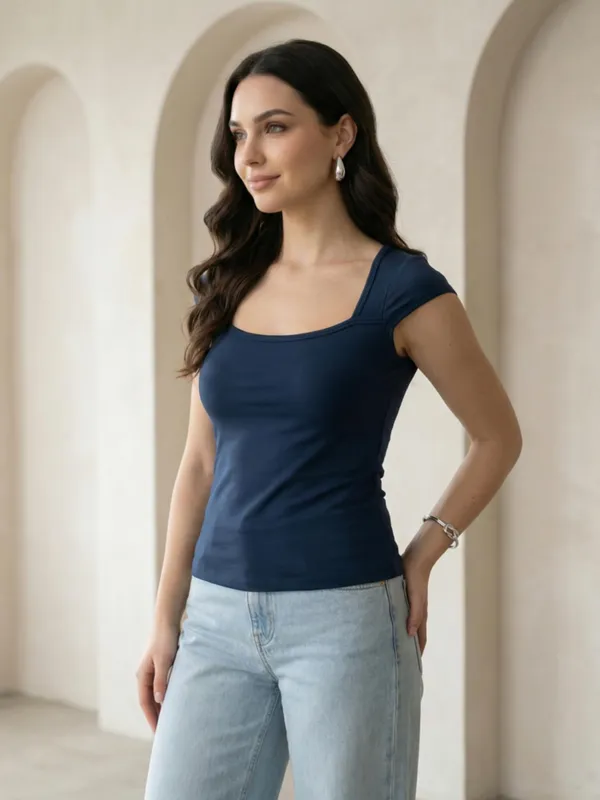 Navy_Blue_Cotton_Top_For_Women