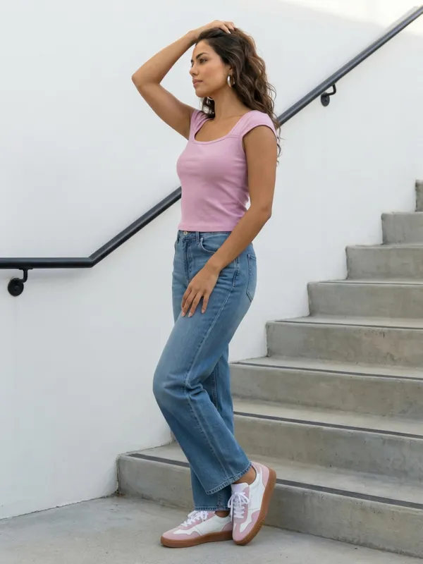 Pink_Poly_Cotton_Top_For_Women