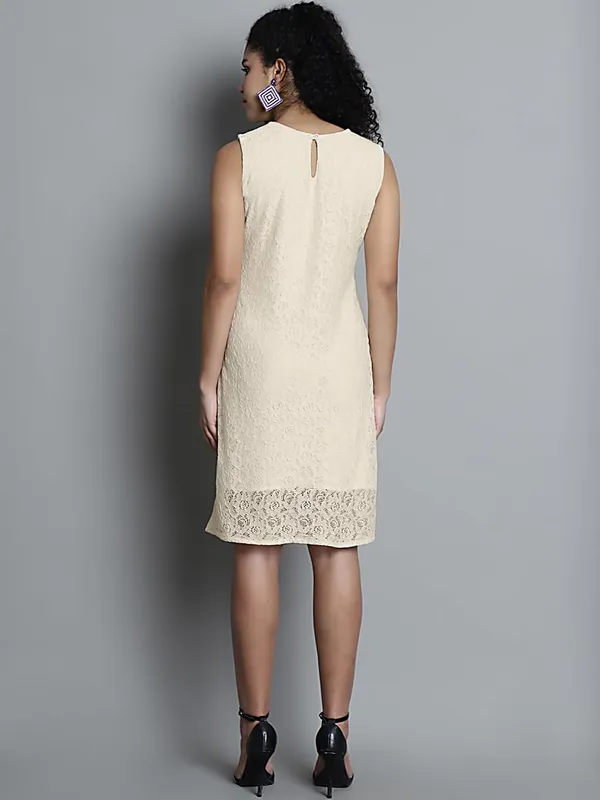 Cream_And_Beige_Cotton_Dress_For_Women