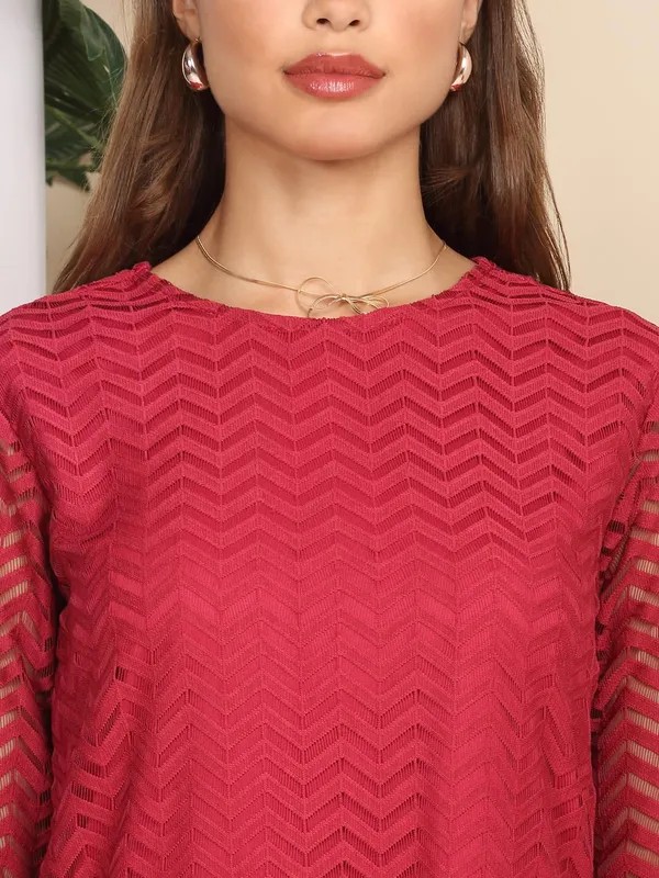 Maroon_Poly_Cotton_Dress_For_Women