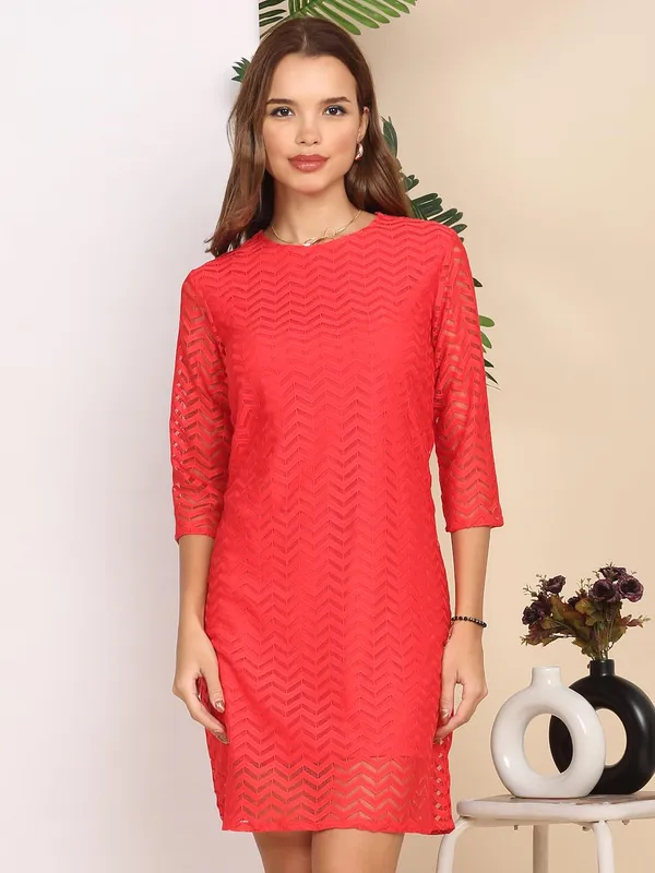 Red_Poly_Cotton_Dress_For_Women
