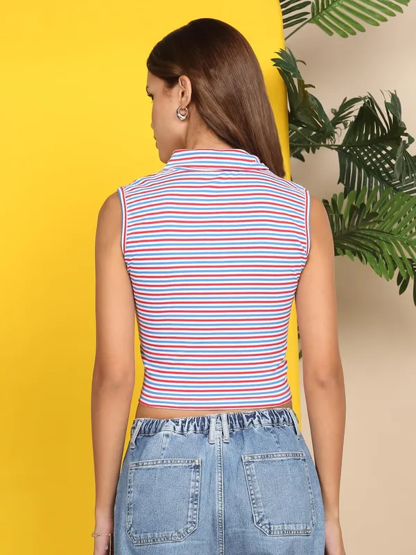 Red_And_Blue_Cotton_T-Shirt_For_Women