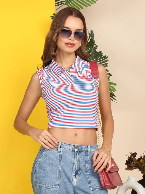 Red_And_Blue_Cotton_T-Shirt_For_Women