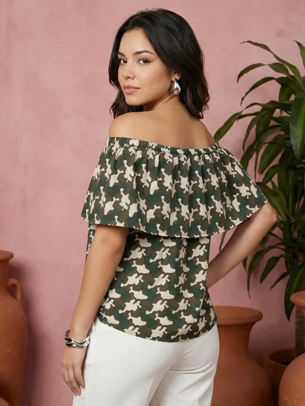 Green_Cotton_Ruffle_Top_For_Women