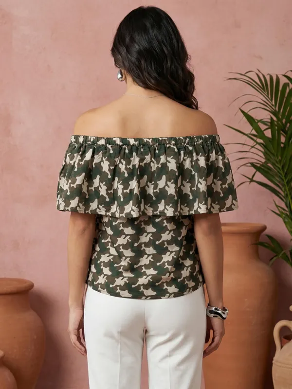 Green_Cotton_Ruffle_Top_For_Women