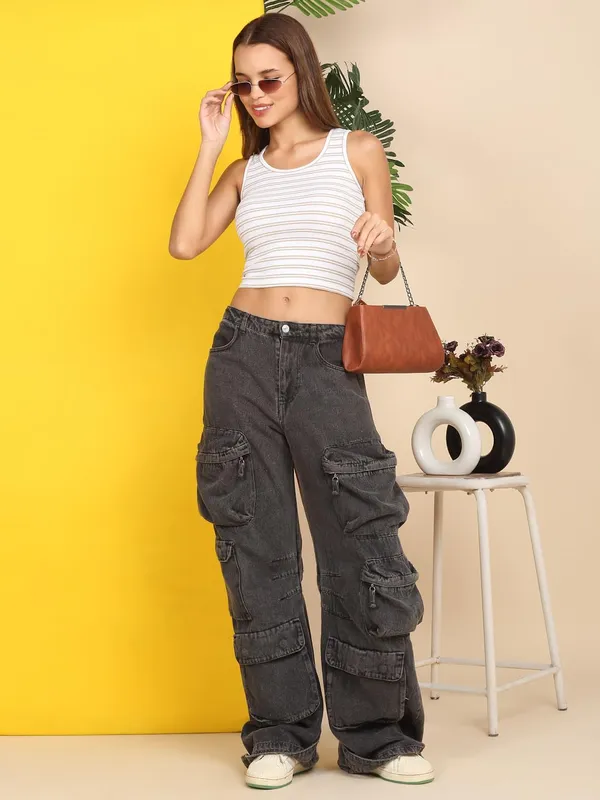 Cream_Poly_Cotton_Ribbed_Crop_Top_For_Women