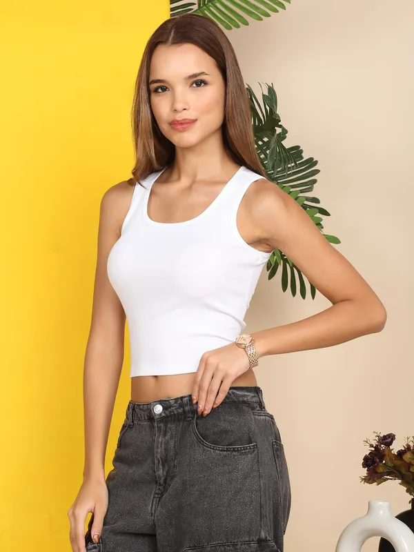 White_Cotton_Ribbed_Crop_Top_For_Women