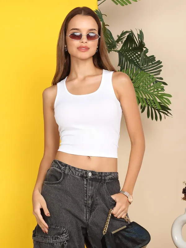 White_Cotton_Ribbed_Crop_Top_For_Women