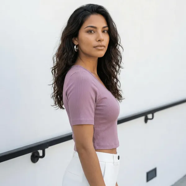 Pink_Poly_Cotton_Ribbed_Top_For_Women