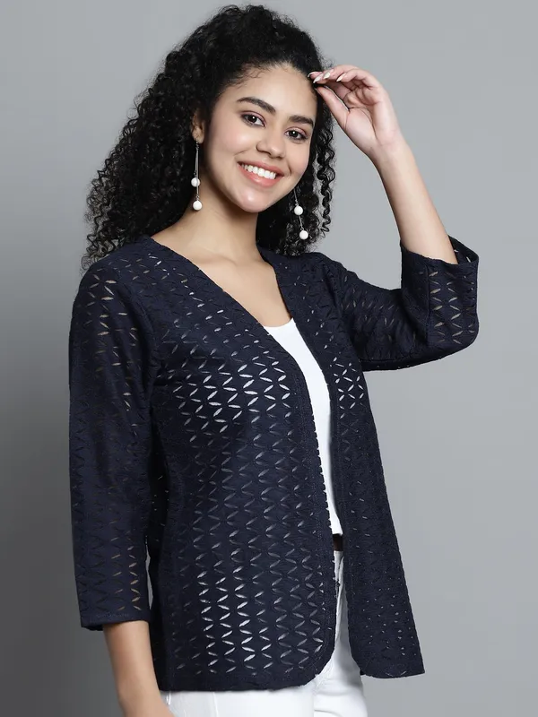 Navy_Blue_Lace_&_Cotton_Shrug_For_Women