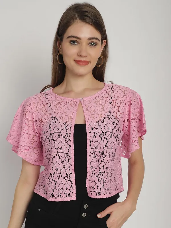Light_Pink_Lace_&_Cotton_Shrug_For_Women