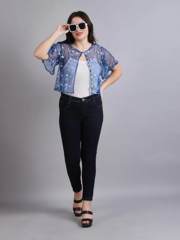 Royal_Blue_Cotton_Shrug_For_Women
