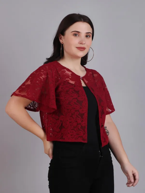Dressitude-Maroon-Shrug