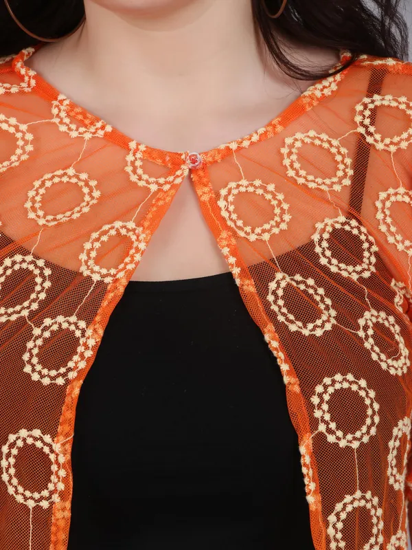 Orange_Cotton_Shrug_For_Women