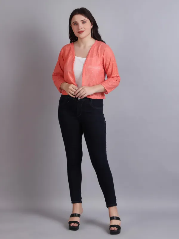 Peach_Cotton_Shrug_For_Women