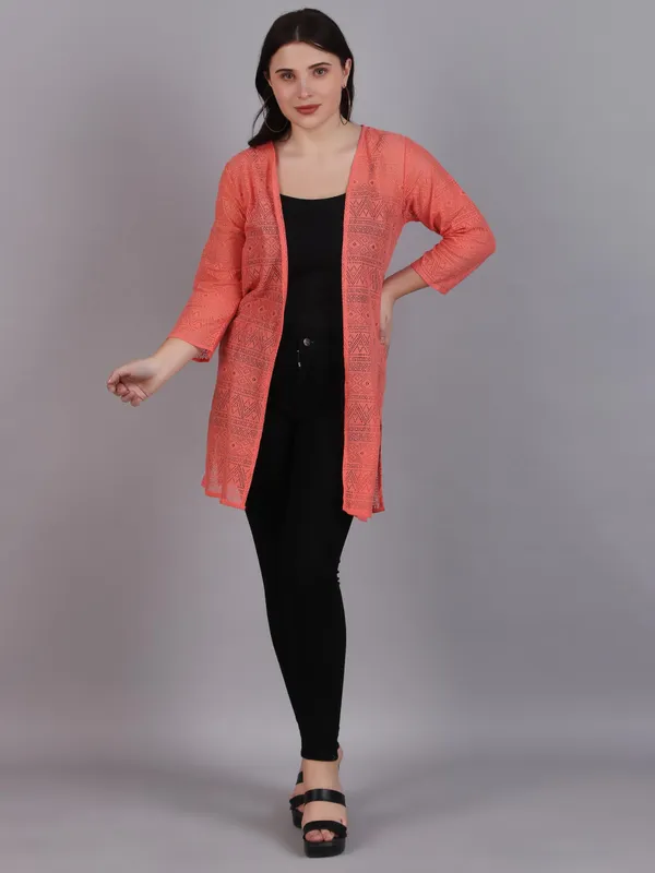 Peach_Cotton_Shrug_For_Women
