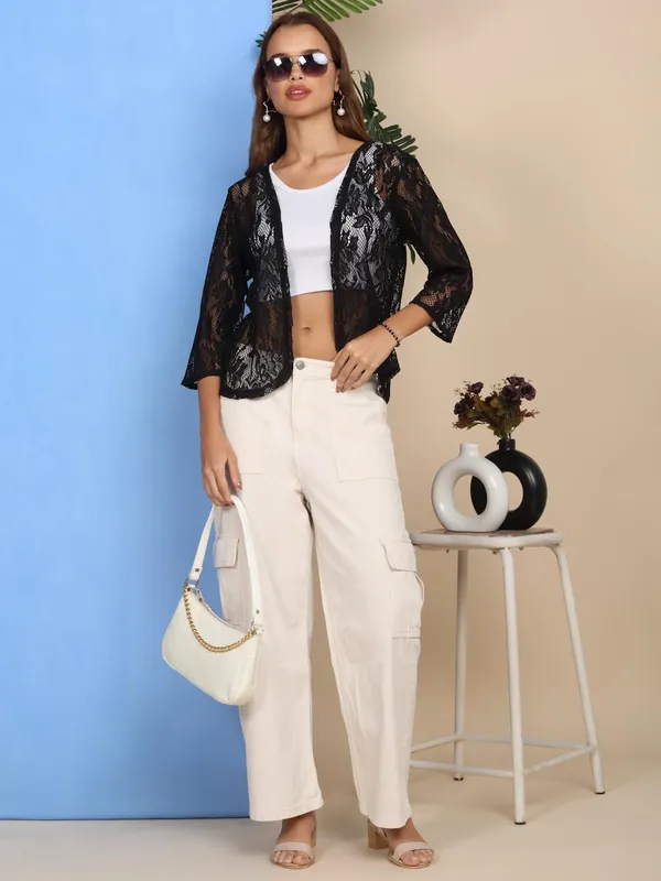 Black_Poly_Cotton_Shrug_For_Women