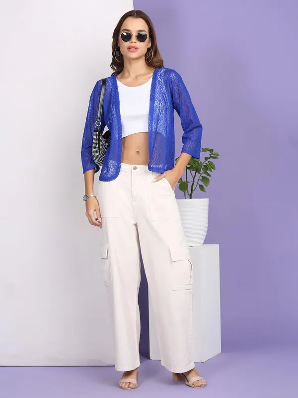 Royal_Blue_Poly_Cotton_Shrug_For_Women