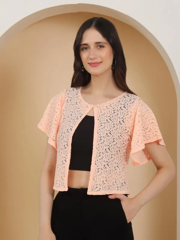 Peach_Cotton_Shrug_For_Women