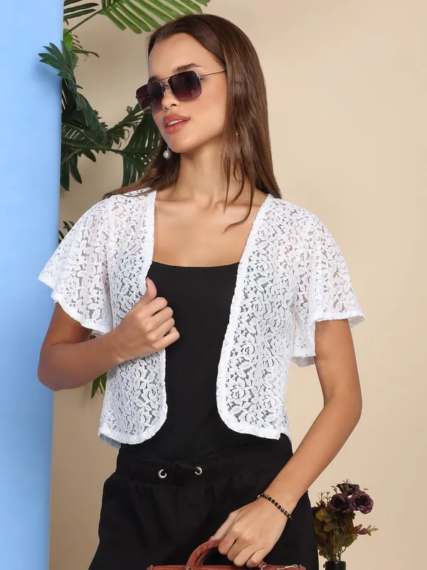 White_Poly_Cotton_Shrug_For_Women