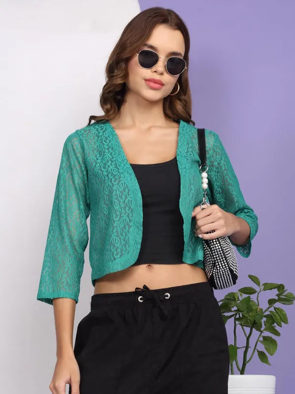 Green_Poly_Cotton_Shrug_For_Women