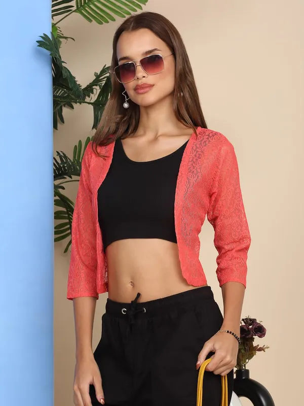 Red_Poly_Cotton_Shrug_For_Women